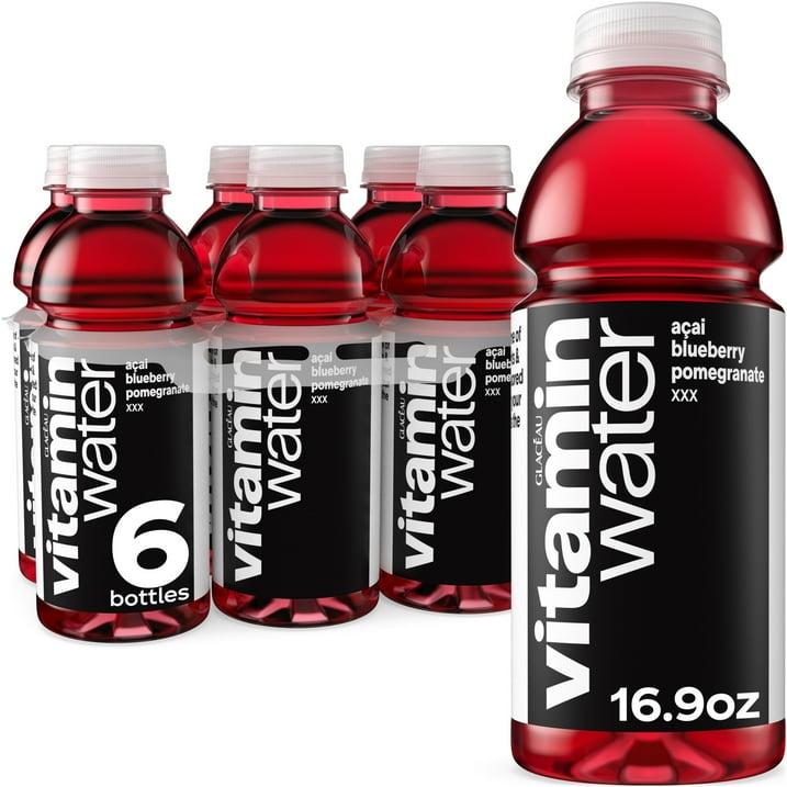 Vitamin XXX Acai-Blueberry-Pomegranate Flavored Water Beverage Bottles, 16.9 fl oz, 6 Pack, Antioxidant Vitamin Enhanced Drink, Low Calorie Refreshing Fruit Flavored Hydration for Adults Kids, Great for Gym Workout, Office Lunch, Road Trip, On-the-Go