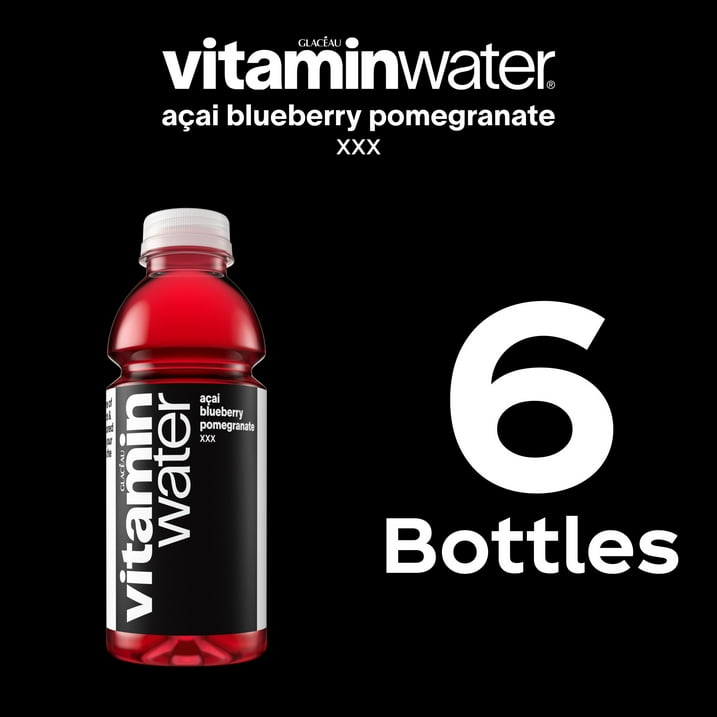 Vitamin XXX Acai-Blueberry-Pomegranate Flavored Water Beverage Bottles, 16.9 fl oz, 6 Pack, Antioxidant Vitamin Enhanced Drink, Low Calorie Refreshing Fruit Flavored Hydration for Adults Kids, Great for Gym Workout, Office Lunch, Road Trip, On-the-Go