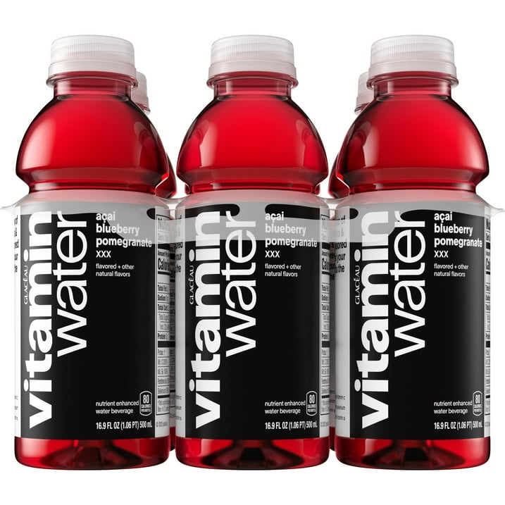 Vitamin XXX Acai-Blueberry-Pomegranate Flavored Water Beverage Bottles, 16.9 fl oz, 6 Pack, Antioxidant Vitamin Enhanced Drink, Low Calorie Refreshing Fruit Flavored Hydration for Adults Kids, Great for Gym Workout, Office Lunch, Road Trip, On-the-Go