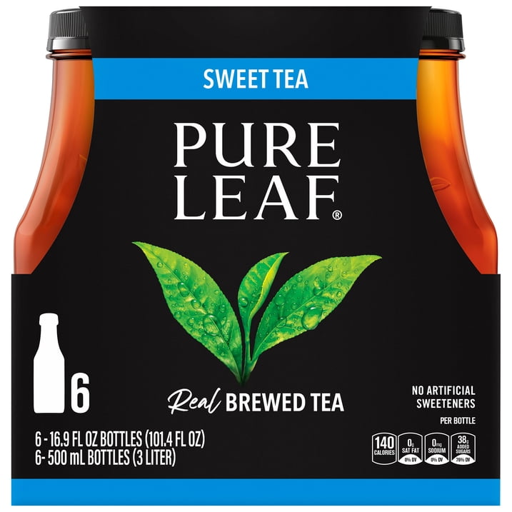 Pure Leaf Sweet Tea Iced Tea, Bottled Tea Drink, 16.9 fl oz, 6 Pack, Real Brewed Black Tea, Southern Style Sweetened Refreshing Beverage, Made with Real Sugar, No Artificial Flavors, Ready to Drink Bottles for the Whole Family