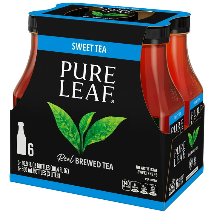 Pure Leaf Sweet Tea Iced Tea, Bottled Tea Drink, 16.9 fl oz, 6 Pack, Real Brewed Black Tea, Southern Style Sweetened Refreshing Beverage, Made with Real Sugar, No Artificial Flavors, Ready to Drink Bottles for the Whole Family