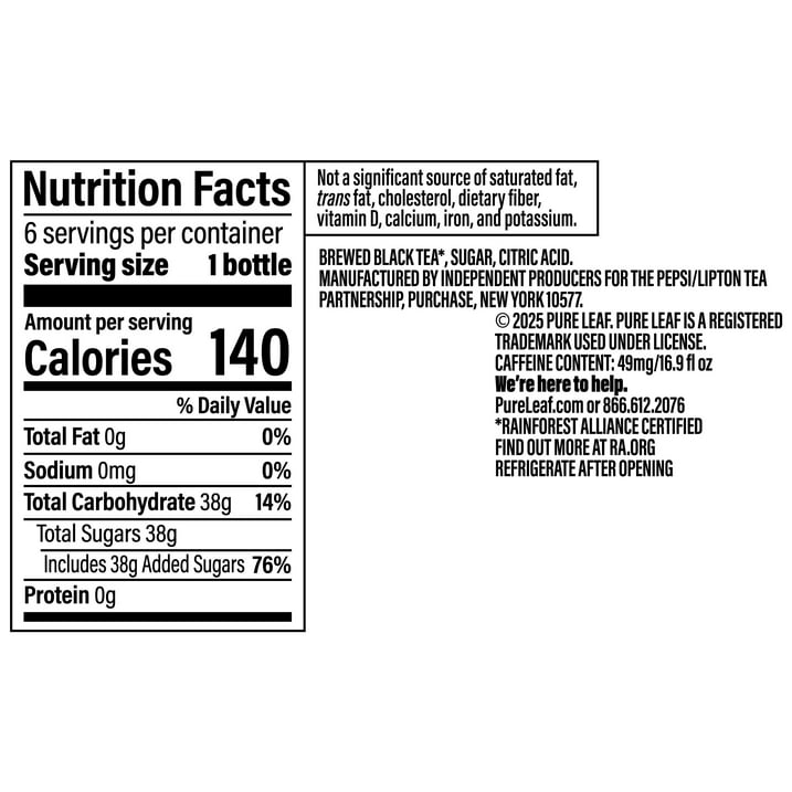 Pure Leaf Sweet Tea Iced Tea, Bottled Tea Drink, 16.9 fl oz, 6 Pack, Real Brewed Black Tea, Southern Style Sweetened Refreshing Beverage, Made with Real Sugar, No Artificial Flavors, Ready to Drink Bottles for the Whole Family