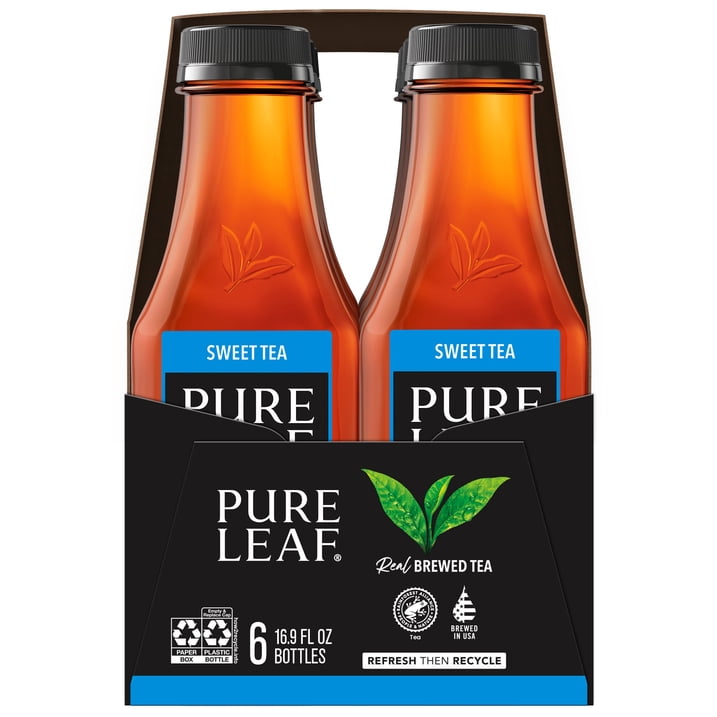 Pure Leaf Sweet Tea Iced Tea, Bottled Tea Drink, 16.9 fl oz, 6 Pack, Real Brewed Black Tea, Southern Style Sweetened Refreshing Beverage, Made with Real Sugar, No Artificial Flavors, Ready to Drink Bottles for the Whole Family