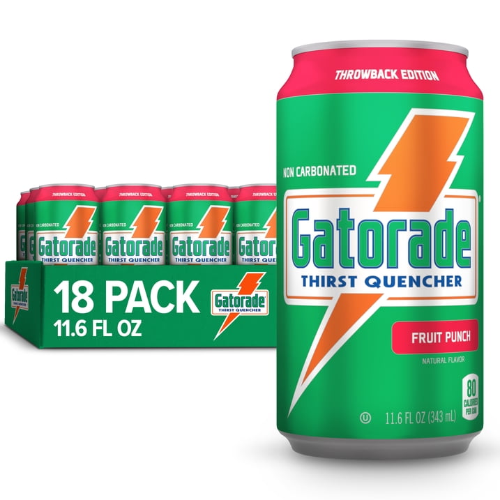 Gatorade Thirst Quencher Sports Drink Cans, Fruit Punch Flavor, Electrolyte Enhanced Hydration Beverage, 11.6 fl oz Cans, 18 Pack Case, Replenishes Fluids for Athletes and Active Lifestyles