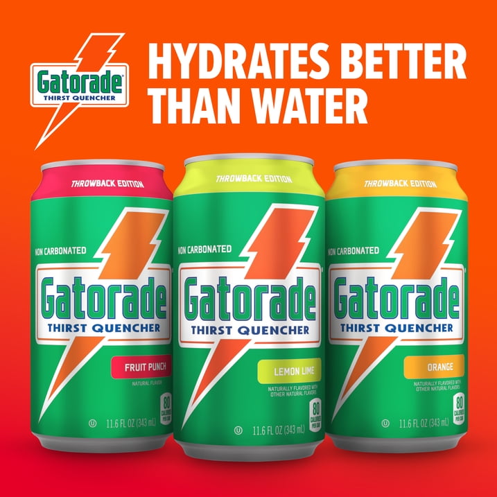 Gatorade Thirst Quencher Sports Drink Cans, Fruit Punch Flavor, Electrolyte Enhanced Hydration Beverage, 11.6 fl oz Cans, 18 Pack Case, Replenishes Fluids for Athletes and Active Lifestyles