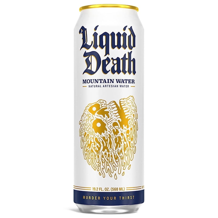 Liquid Death Still Mountain Water, 8-Pack, 19.2 oz Recyclable Cans, Real Mountain Water Source, Pure Still Drinking Water Beverage, Sustainably Packaged in Infinitely Recyclable Aluminum