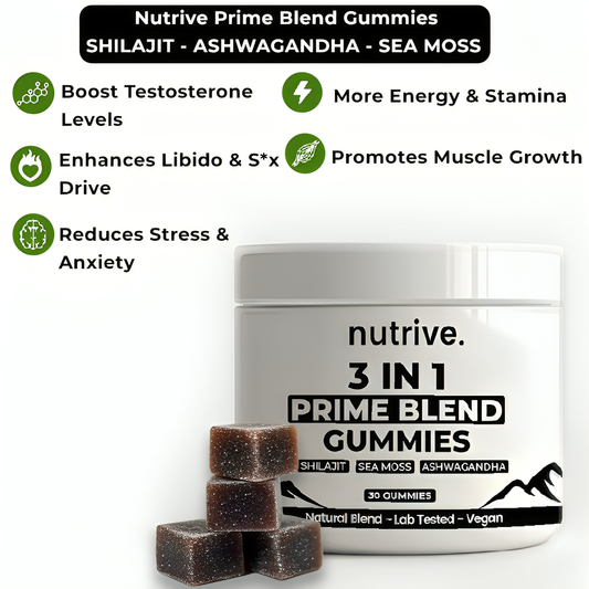 3 in 1 Shilajit, Ashwagandha, Sea Moss Gummies