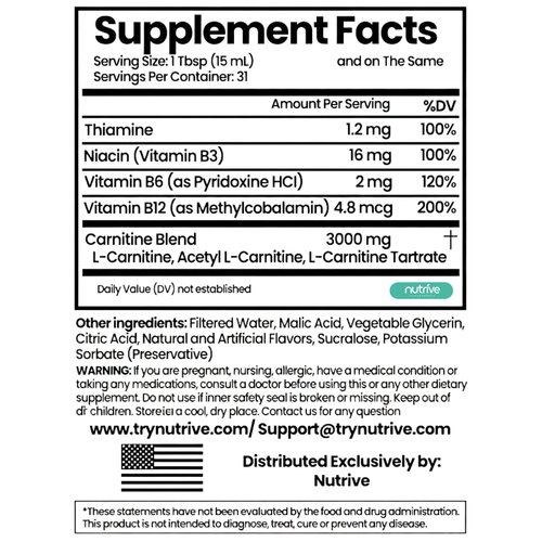 Nutrive™ Liquid L-Carnitine 3000MG